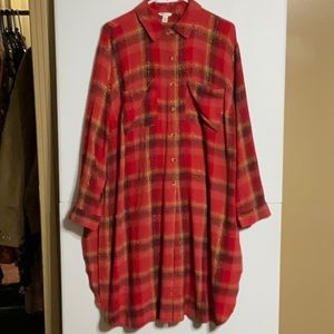 Cato Lightweight Plaid Duster Top